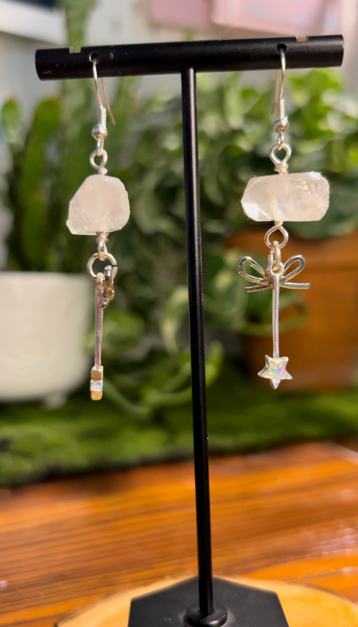 Clear Quartz Fairy Wand Dangly Earrings - LIMITED EDITION