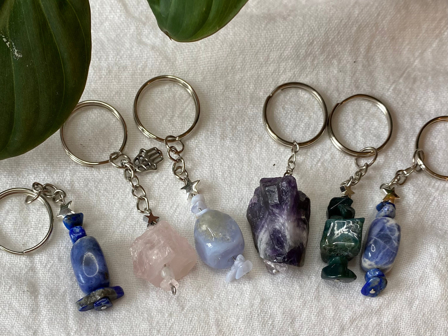 Rose Quartz Rough Cut Keychain