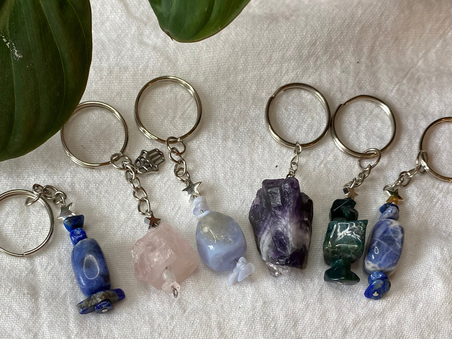 Lapis Faceted Hex Cut Keychain