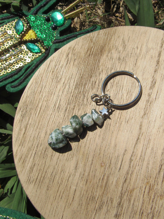 Moss Agate Gem Shards Keychain