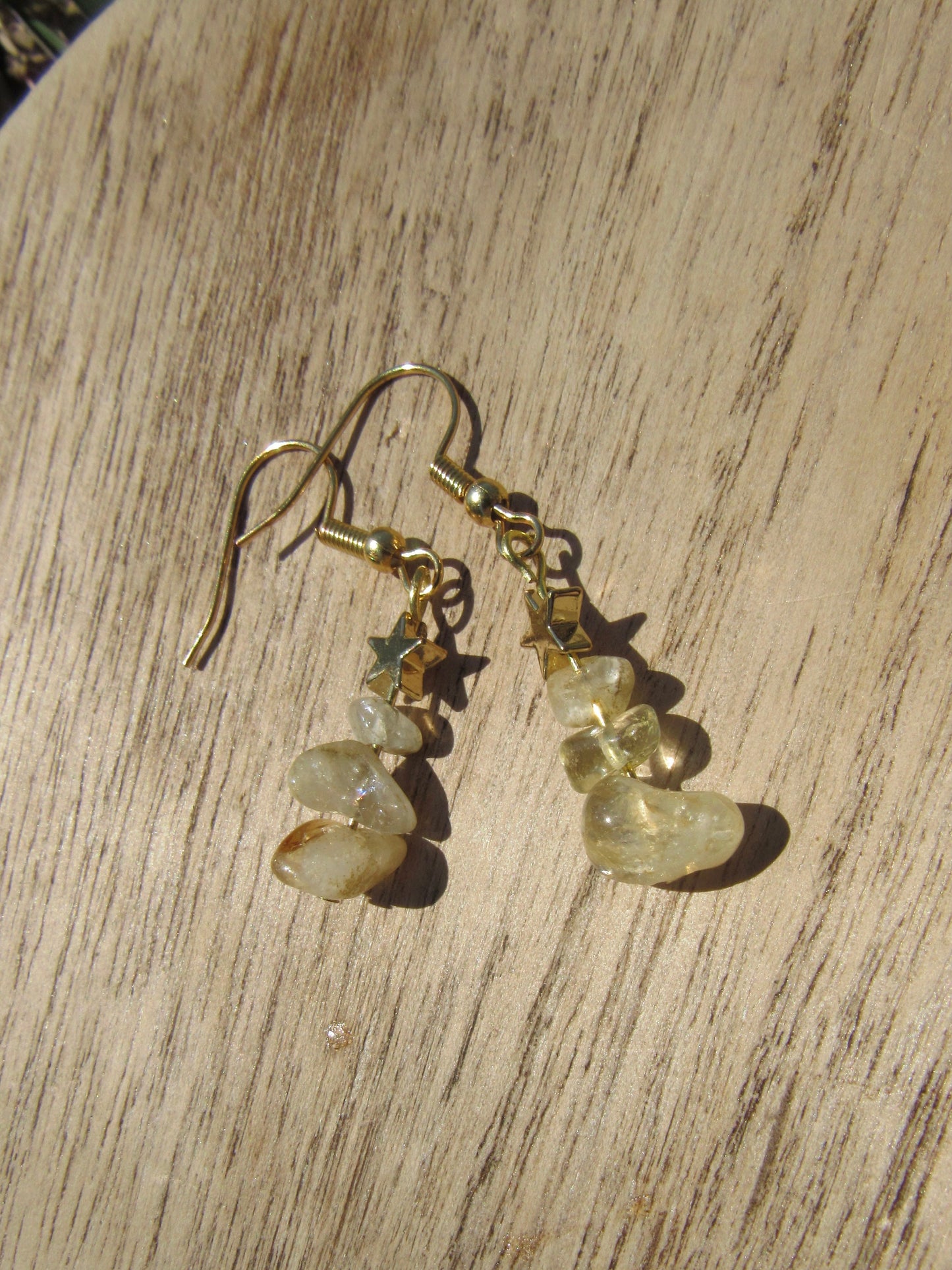 Choose Your Own Crystal Shards & Gold Stars Dangle Earrings