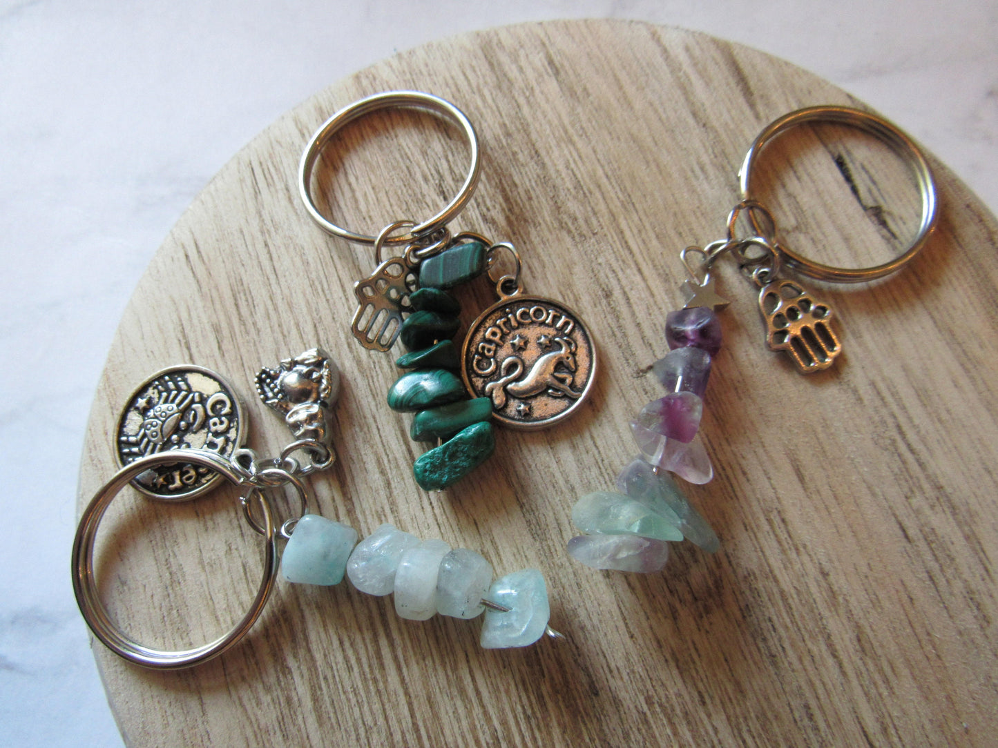 Moss Agate Gem Shards Keychain