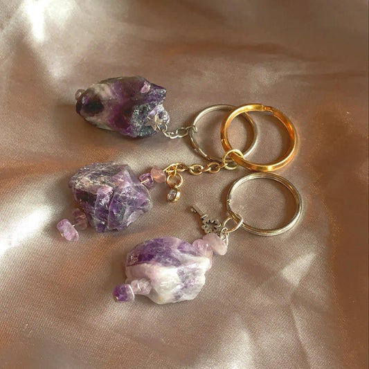 Large Raw Amethyst Keychain