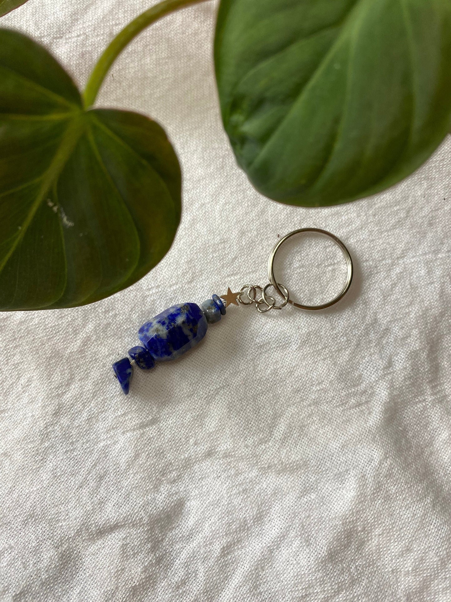 Lapis Faceted Hex Cut Keychain