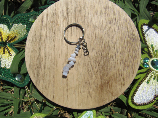 Blue Lace Agate Gem Shards Keychain