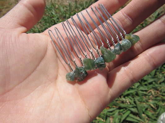 Moss Agate Wire Wrapped Hairclip, Hair Accessory, Hair Jewelry