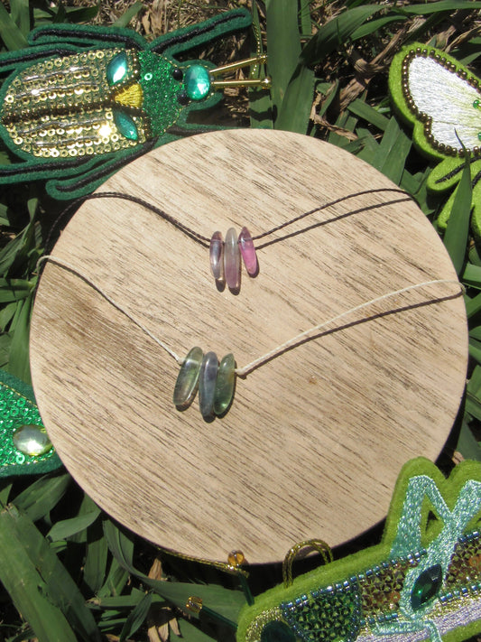 Triple Rainbow Flourite Necklace