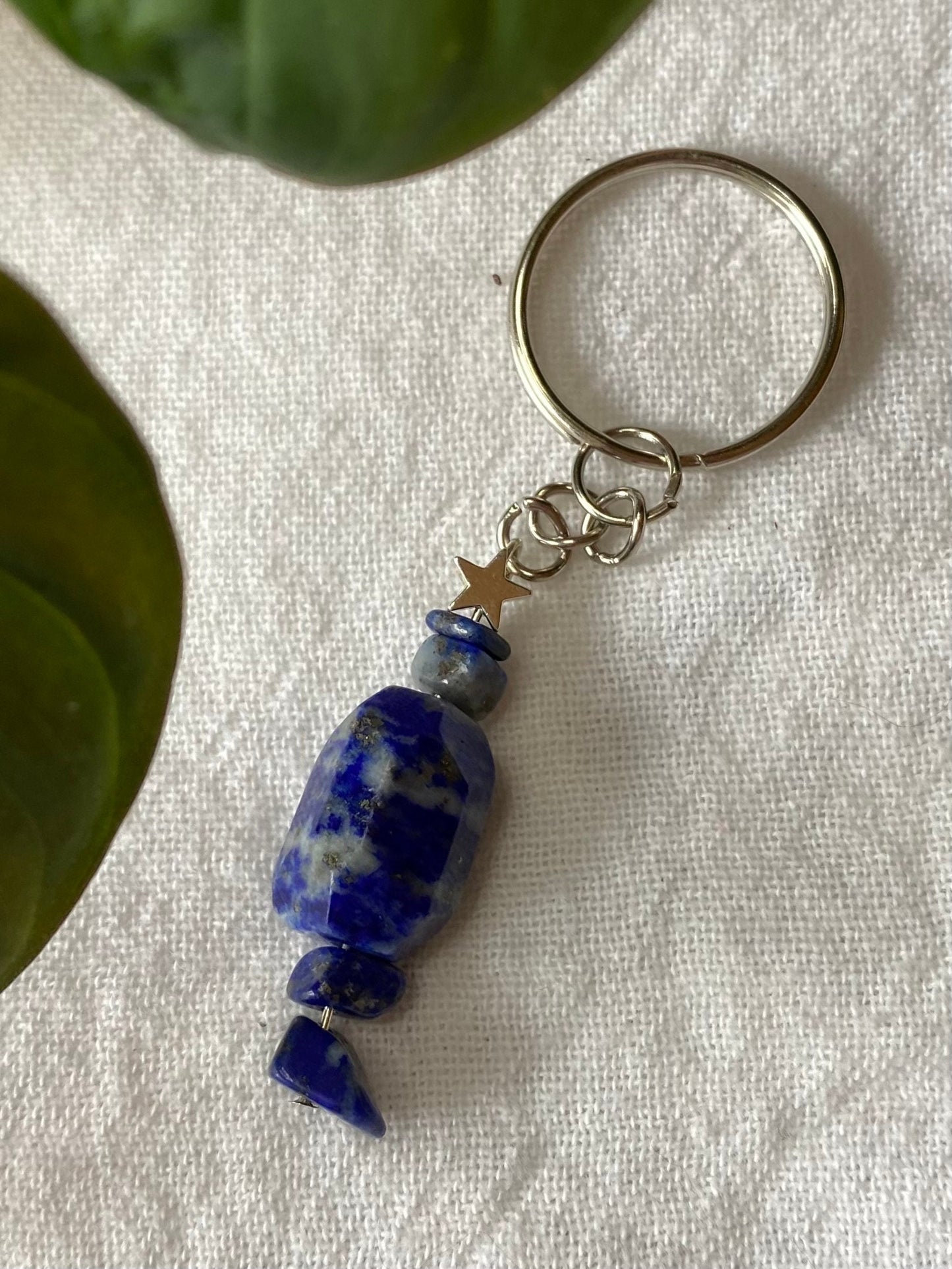 Lapis Faceted Hex Cut Keychain