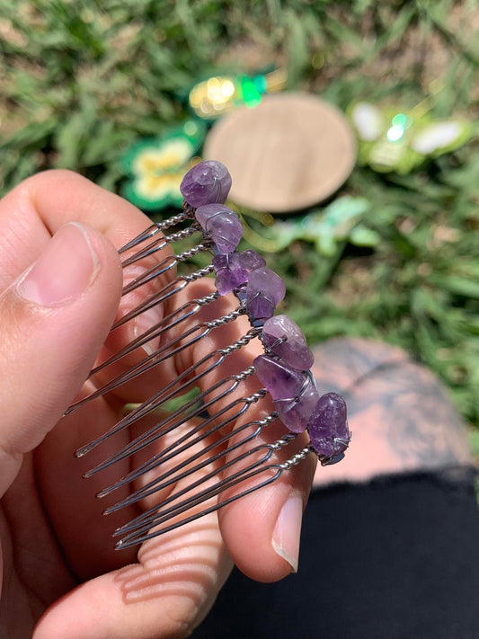 Amethyst Wire Wrapped Hairclip