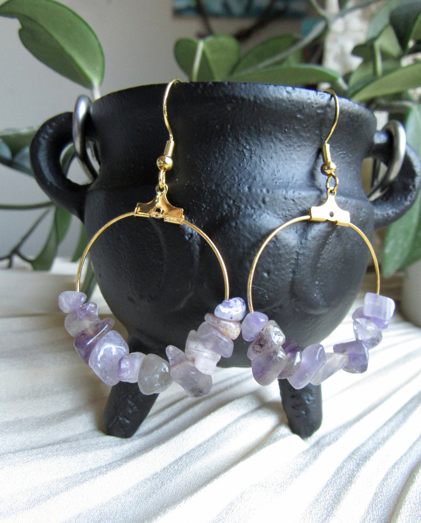 Amethyst Hoop Earrings