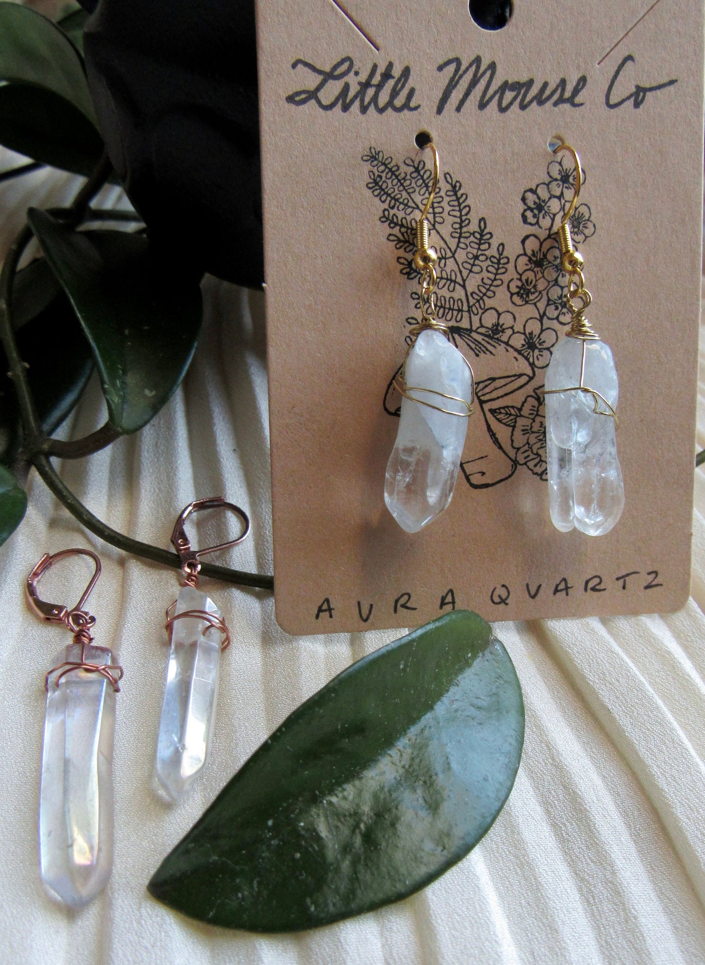 Aura Quartz Wire Wrapped Earrings