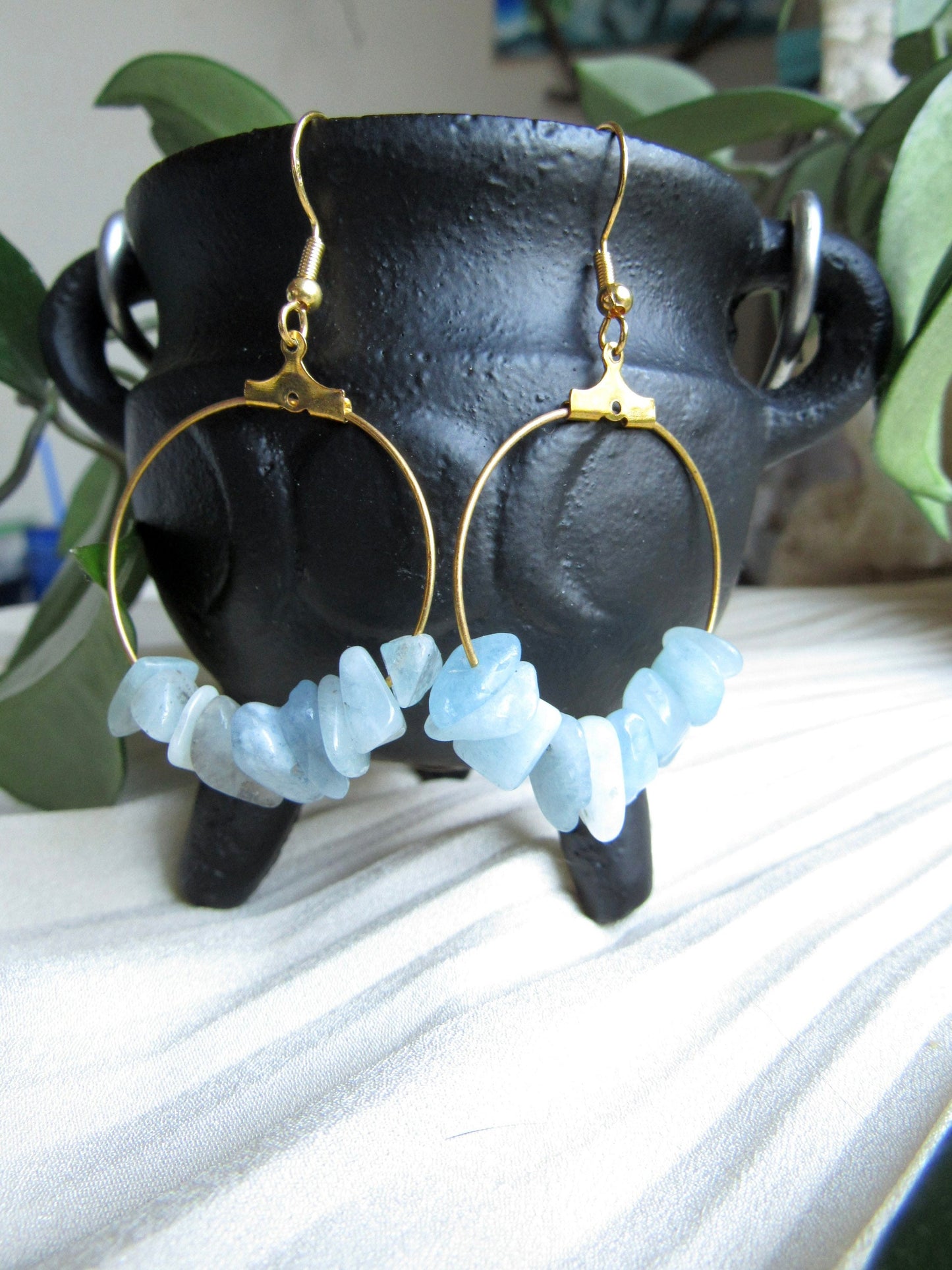 Aquamarine Hoop Earrings