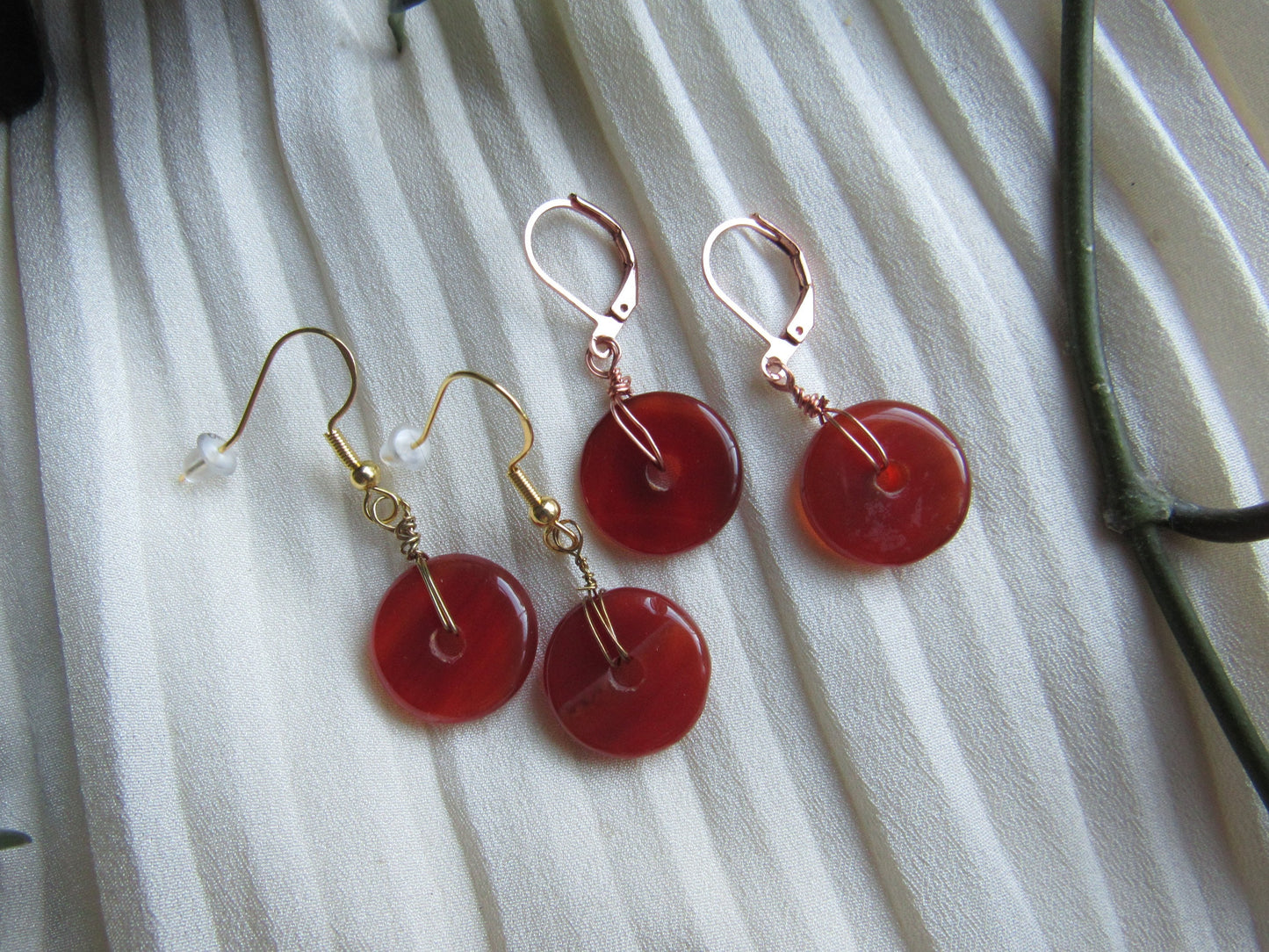 Red Carnelian Wire Wrapped Mini Donuts