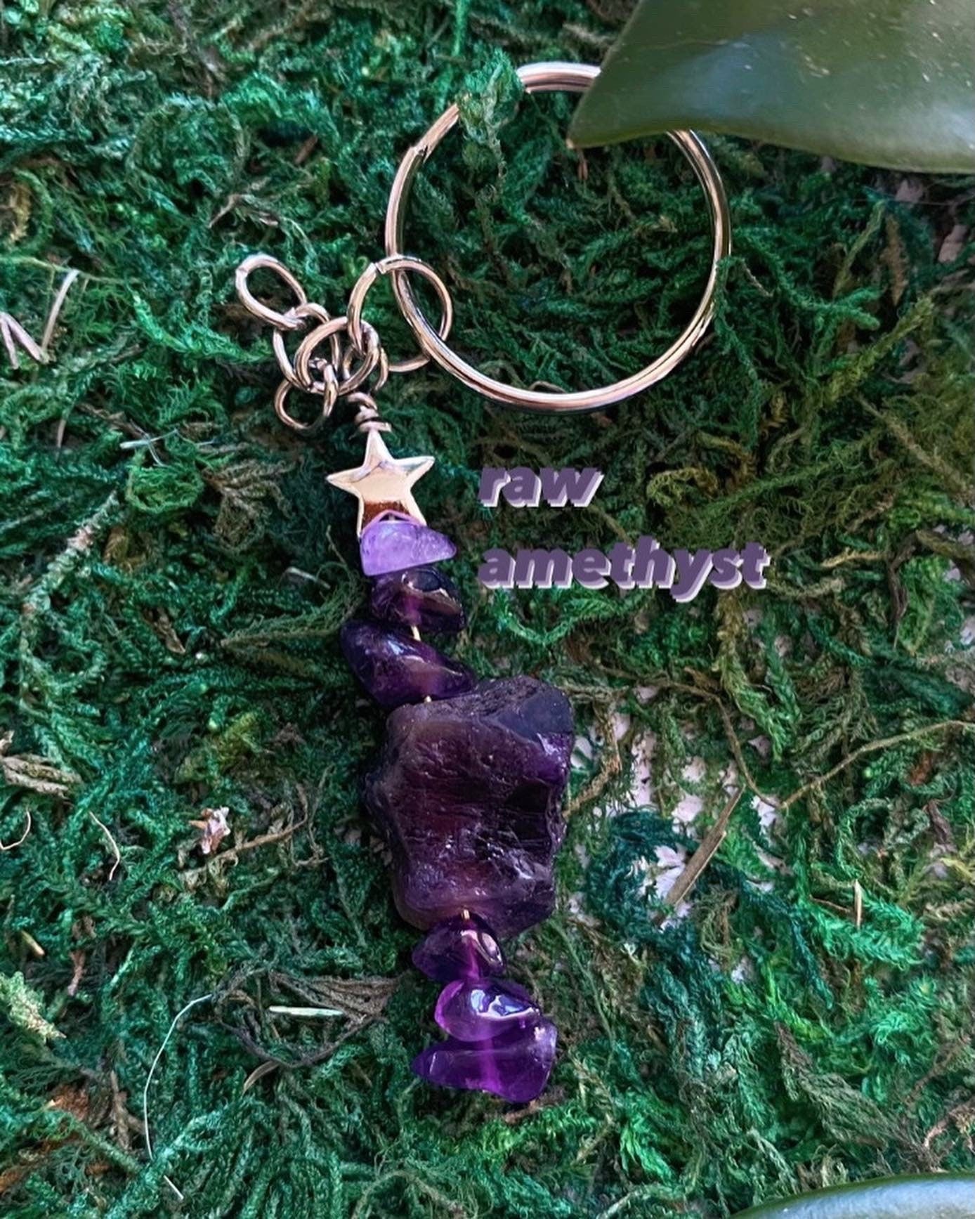 Large Raw Amethyst Keychain