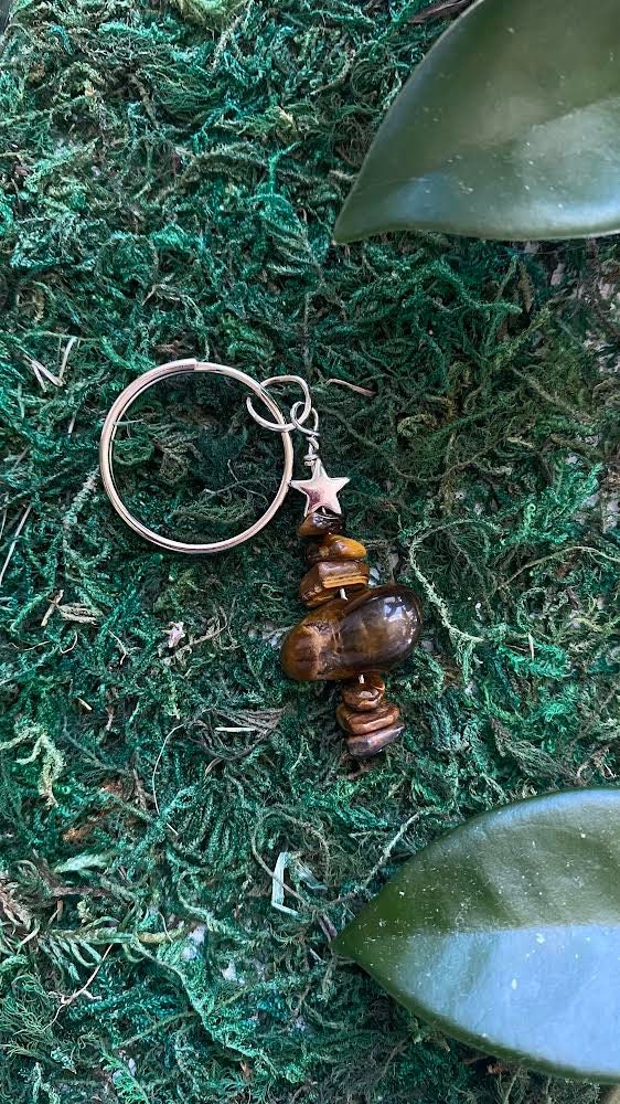 Round Tiger's Eye Keychain