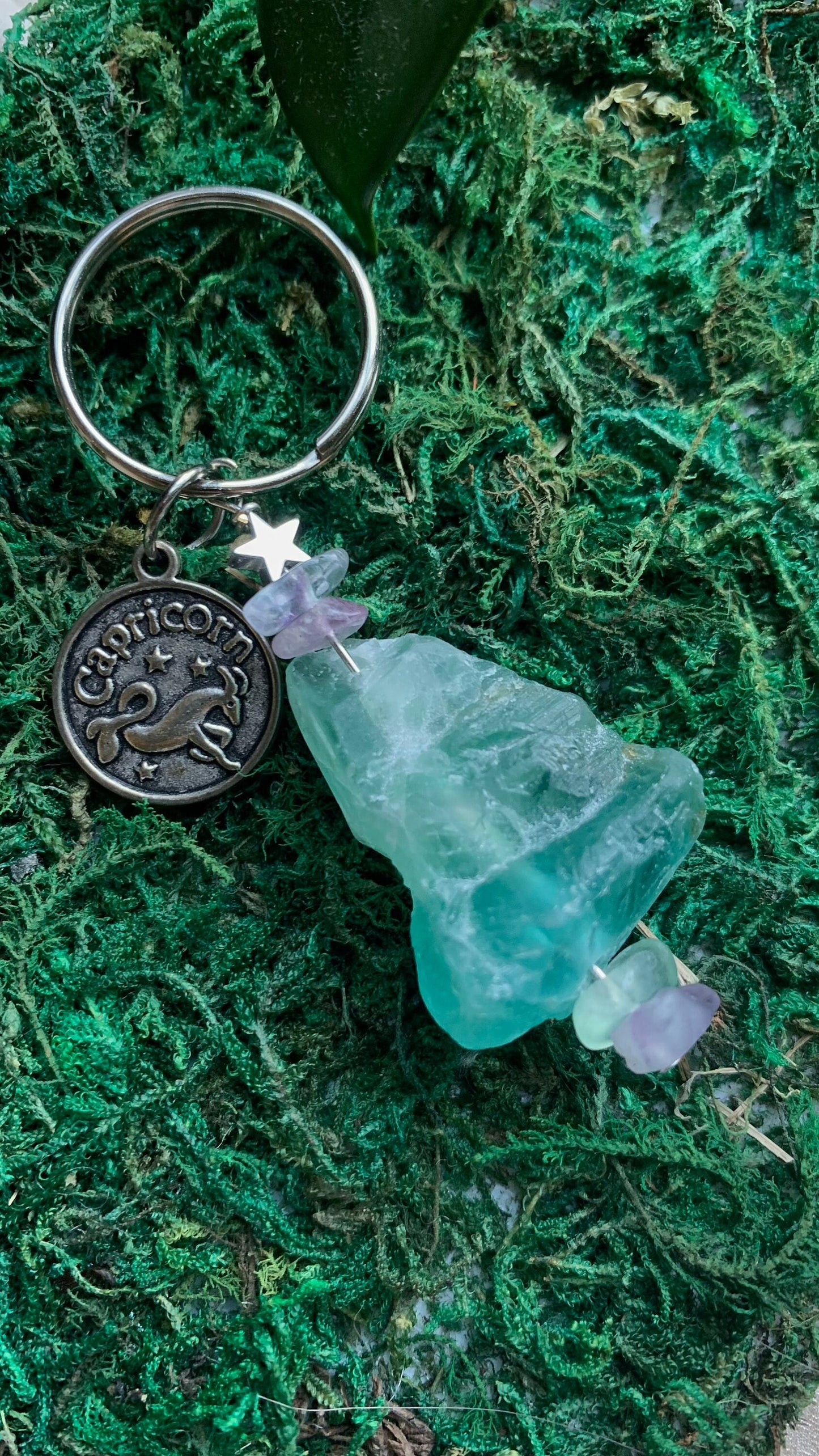 Raw Flourite Keychain